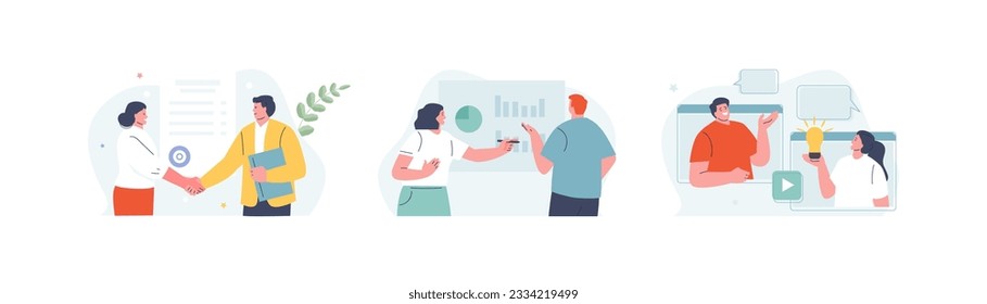 Business scenes with business people concepts. Agreement, project work, business chat