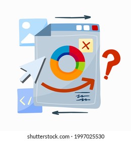 Business schedule analytics. Concept of financial data. Marketing and statistics. Cartoon infographic. Flat illustration isolated on white