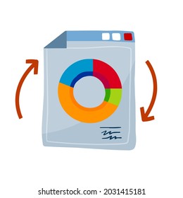 Business schedule analytics. Concept of financial data. Marketing and statistics. Flat illustration isolated on white. Cartoon infographic