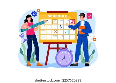 Business schedule planning Illustration concept on white background