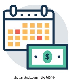 
Business Schedule Vector Icon. Flat Illustration Of Fiscal Year
