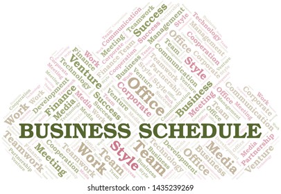 Business Schedule word cloud. Collage made with text only.
