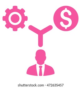 Business Scheme icon. Vector style is flat iconic symbol with rounded angles, pink color, white background.