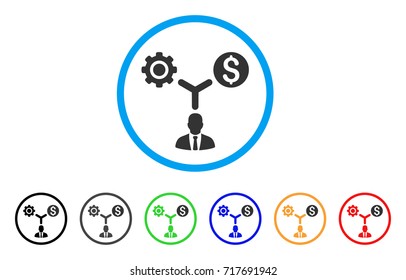 Business Scheme rounded icon. Style is a flat business scheme gray symbol inside light blue circle with black, gray, green, blue, red, orange variants. Vector designed for web and software interfaces.