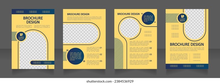 Diseño de folleto en blanco para la presentación de cursos de la escuela de negocios. Conjunto de plantillas con espacio de copia para texto. Recopilación de informes corporativos prefabricados. Editable 4 páginas de papel. Tipo de letra de Montserrat utilizado