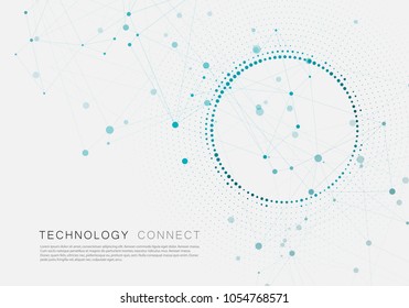 Business, science, medicine and technology design with connected lines and dots.