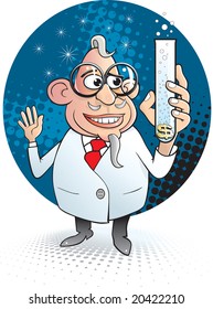 Business scientist in comic style