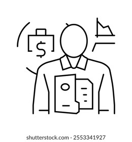 business scientist worker line icon vector. business scientist worker sign. isolated contour symbol black illustration