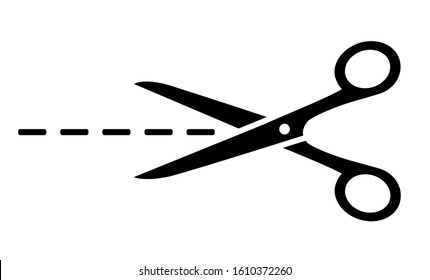 Scissors Silhouette Cutting Points Line On Stock Vector (Royalty Free ...