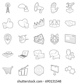 Business scope icons set. Outline set of 25 business scope vector icons for web isolated on white background