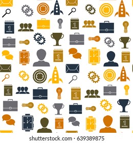 Business seamless pattern in flat style for web and creative design. 