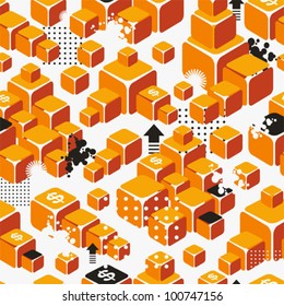 Business seamless pattern with gold ingots. Vector background with sign of dollar for your finance.