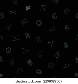 Business seamless pattern. Vector background with thin line icons for presentation backdrop.