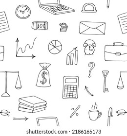 Business seamless pattern vector illustration, hand drawing 