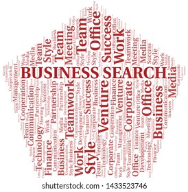 Business Search word cloud. Collage made with text only.