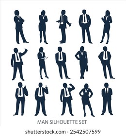 business secretaries silhouette set. man