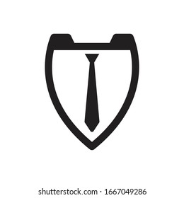 icono de seguridad empresarial y protección de escudos con corbata (ilustración vectorial)
