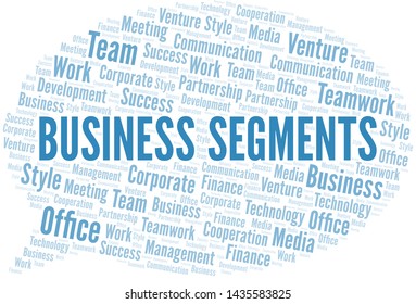 Business Segments word cloud. Collage made with text only.