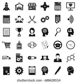 Business selection icons set. Simple style of 36 business selection vector icons for web isolated on white background