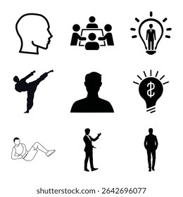 Business And Selfimprovement Pictograms For Success And Personal Growth Achievements Visuals