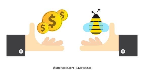 business of selling honey, money for sweet dessert,vector image, flat design