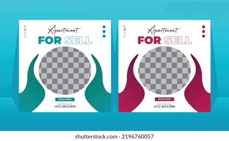 Business Selling Social Media Post Template, Business Marketing Post Banner. Digital Marketing Banner. Apartment Sell Poster Design For Social Media Post.