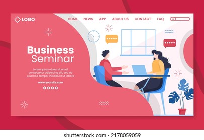 Business Seminar Banner Template Flat Cartoon Background Vector Illustration