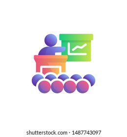 Business seminar flat icon, Lecture vector sign, Business training colorful pictogram isolated on white. Symbol, logo illustration. Flat style design