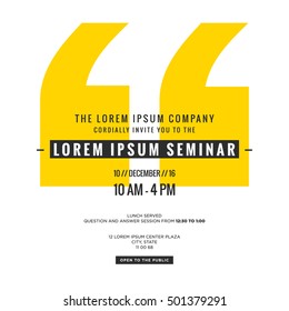 Business Seminar Invitation Design Template (With Time, Date And Venue Details)