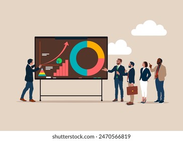 Business seminar or training lecturer. Flat vector illustration