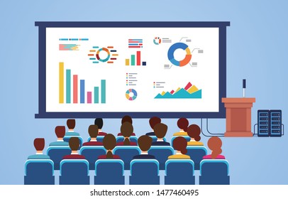 Business seminars and speech conferences, a group of businessmen sitting in front of electronic screens