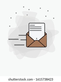 Business send document illustration. Vector illustration isolated on white background.
