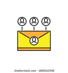 business seo, intranet line colored icon. Teamwork at the idea. Signs and symbols can be used for web, logo, mobile app, UI, UX