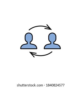 business seo, transfer line colored icon. Teamwork at the idea. Signs and symbols can be used for web, logo, mobile app, UI, UX