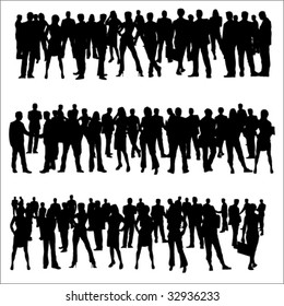 Business Separate People Crowd Silhouettes