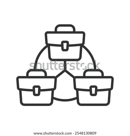 Business separation, icon in line design. Separation, division, split, business, transition, change, exit on white background vector. Business separation editable stroke icon