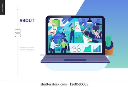 Business series, color 2- about company, office life -modern flat vector concept illustration of a company employees in workspace. Business workflow management. Creative landing page design template