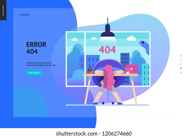 Business series, color 2- error 404 -modern flat vector concept illustration of page Error 404. Exhausted woman laying on the office table Page not found metaphor Creative landing page design template