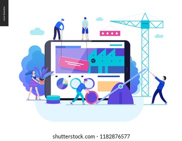 Business series, color 2-company, teamwork, collaboration -modern flat vector illustration concept of people making web page design Business workflow management. Creative landing page design template