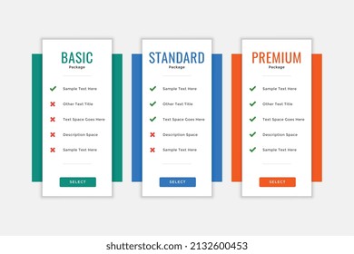 business service subscription price table comparison template