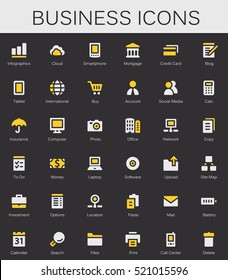 Business services and finance tools icons. Modern vector pictograms