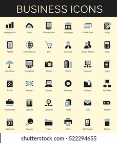 Business services and finance tools icons. Modern vector pictograms