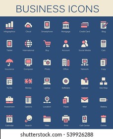 Business services and finance tools icons. Modern vector pictograms