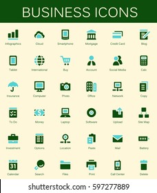 Business services and finance tools icons. Modern vector pictograms