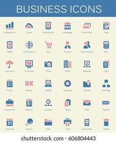 Business services and finance tools icons. Modern vector pictograms