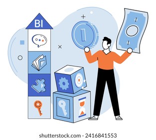 Business services. Vector illustration. Choosing career in business industry offers diverse opportunities for professional growth Business services are essential for success of any company Providing