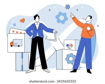 Business services. Vector illustration. Efficient resource management is crucial for business sustainability Understanding intricacies of business finance and industry trends is essential Effective