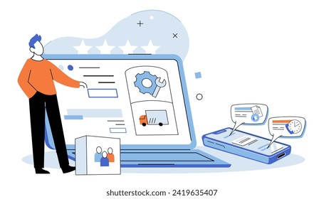 Business services. Vector illustration. Open and transparent communication is vital in delivering excellent business services Choosing career in business industry offers wide range of opportunities