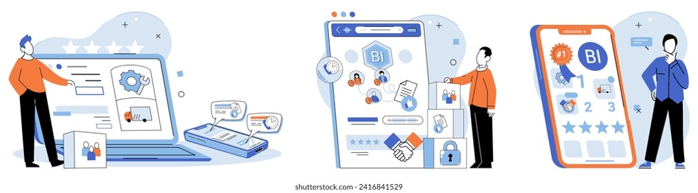 Business services. Vector illustration. Business services play vital role in supporting companies of all sizes Providing exceptional service is key to succeeding in business industry Developing