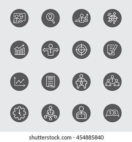 Business set black circle line icon 3